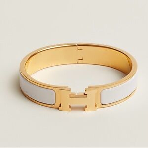 Hermes Clic H Bracelet white/gold